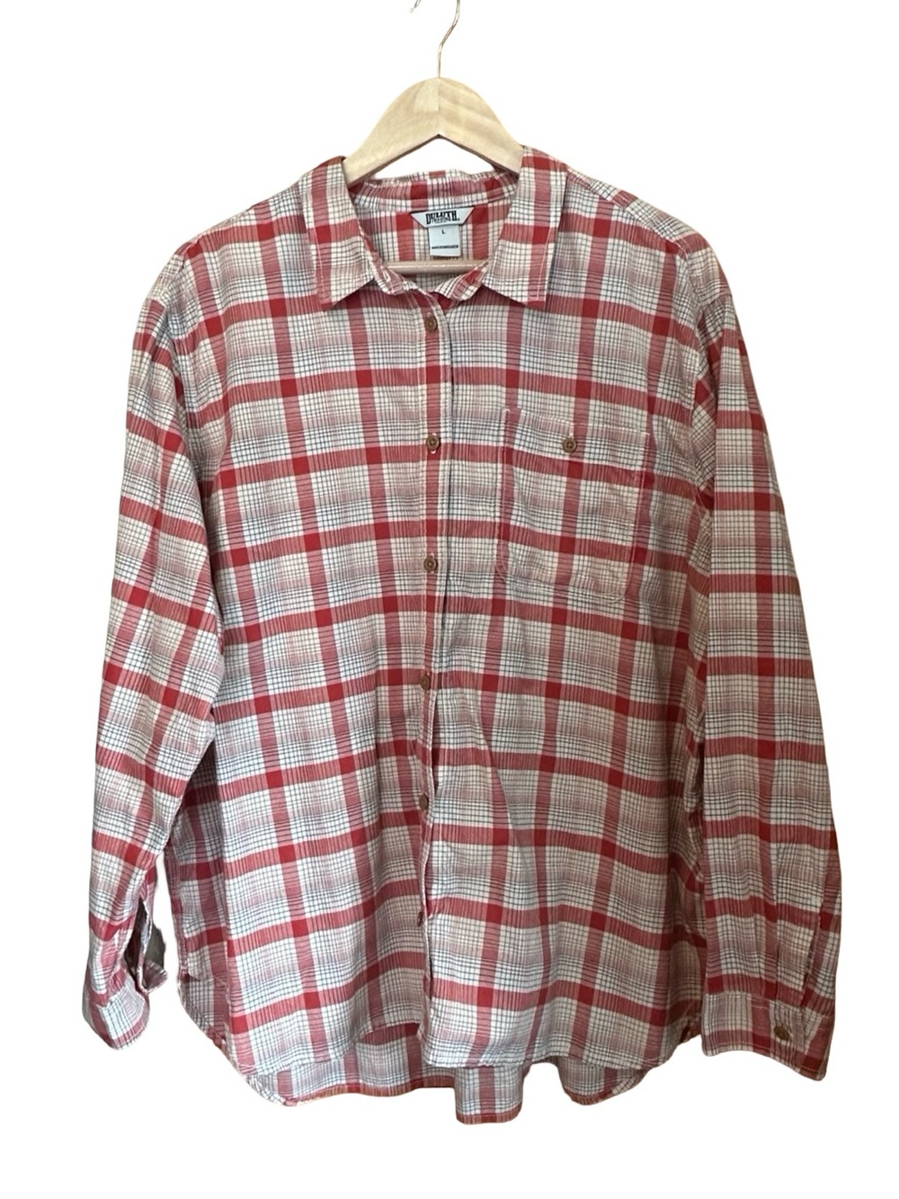Duluth Trading Cotton Plaid Button Down Shirt Red Men’s L